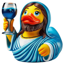 (A) Unique Resin Sculpture Creative Funny Elegant Duck Statue Crafts Jesus Artwork Desktop Ornaments Home Decoration