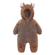 (66, A) Newborn Infant Baby Cute Bear Ear Warm Fleece Snowsuit Winter Thick Hooded Romper Long Sleeve Coats Warm Outwear Jumpsuit Bodysuits