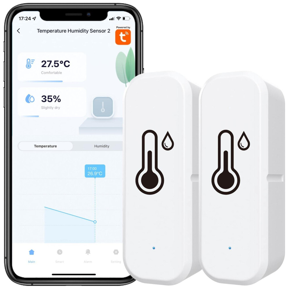 Tuya Wifi Hygrometer Thermometer Sensor With App, Works With Alexa, Pack Of 2 Ref: 8945 9119770790323