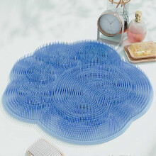 (Blue) Wall Mounted Shower Foot Exfoliators Silicone Massage Shower Non-Slip Bath Mat Back Massage Brcomh Foot Exfoliating For Bathroom