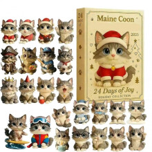 2D Acrylic Seasonal Advent Holiday Decoration 24 Days Countdown To Christmas Calendar Cute Kitten pendants