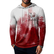 (XXXL, F) Halloween Themed Men'S T-Shirt Hooded Sweatshirt Gradient Top Bloodstain Letter Creative Print Funny Outfit Top Men