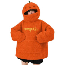 (L) Halloween Women Fashion Double-Faced Fleece Pullover Pumpkin Sweatshirt Long Sleeve Casual Hoodie Top Festival Birthday Gift-XXL