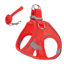 Cat Harness Escape Proof Soft Mesh Vest With Reflective Safety Strips Size XS Red For Hiking Training Outdoor Camping
