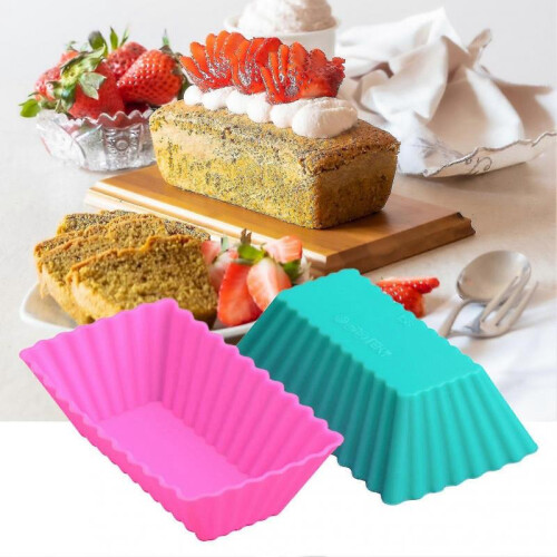 Farfi 12pcs Pastry Cup Impermeable Fine Workmanship Rectangular Silicone Jelly Cake Baking Cup for Bakery 1