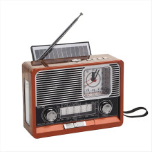 Vintage Radio Solar Retro USB Rechargeable, MP3 Player, Flashlight Speaker, Support Clock Radio, USB/TF Card