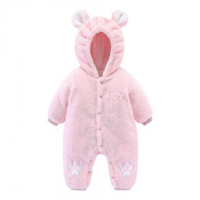 (80, F) Newborn Infant Baby Cute Bear Ear Warm Fleece Snowsuit Winter Thick Hooded Romper Long Sleeve Coats Warm Outwear Jumpsuit Bodysuits