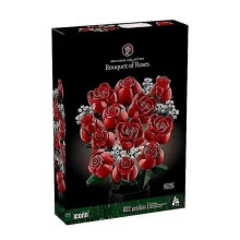 (Rose C) Artificial Rose Orchid Wildflower Potted Plant DIY Building Blocks Sets 3D Eternal Love Flower Model Home Decor Festival Gift