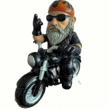 Garden Gnome Riding Motorcycle Fun Dwarf Cycling Ornament Decoration Indoor Outdoor Figurines for Home Yard Decor