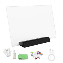 (Black) LED Light-Up Message Board Rechargeable Acrylic Memo Board for Kids Erasable Glowing Planner Drawing Tablet Planner Whiteboard