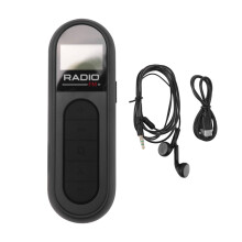Mini Pocket FM Radio Rechargeable Portable 76-108MHZ Receiver with Backlight LCD Display Wired 3.5mm Headphones