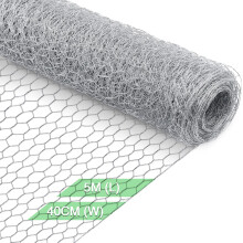 Rabbit Wire, Galvanised, 40 cm x 5 m, Hexagonal Mesh, Chicken Fence (1525mm holes)