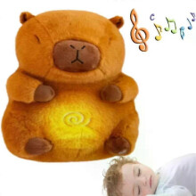 Capybara Plush Soothing Stuffed Animal for Anxiety Adults Kids Sleeping Plushies with Realistic Breathing Motion Lights