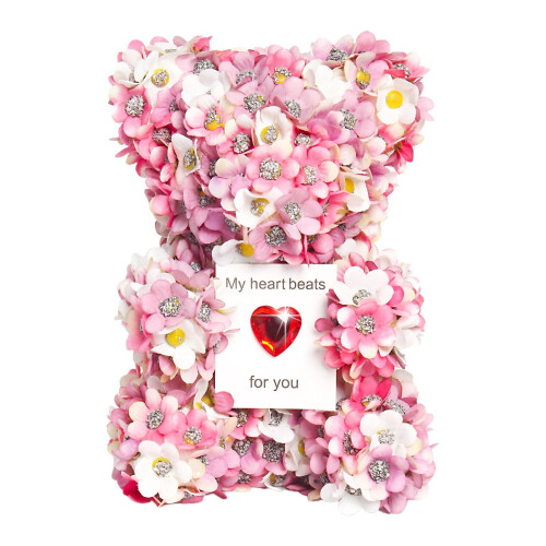Valentine's Day Bear Bouquet with Roses Romantic Gift for Him