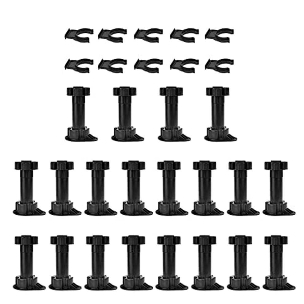 20Pcs Furniture Feet Adjustable Cupboard Foot Leg Unit Cabinet Legs With Kick Board Clips For Kitchen Bathroom 4852940101967