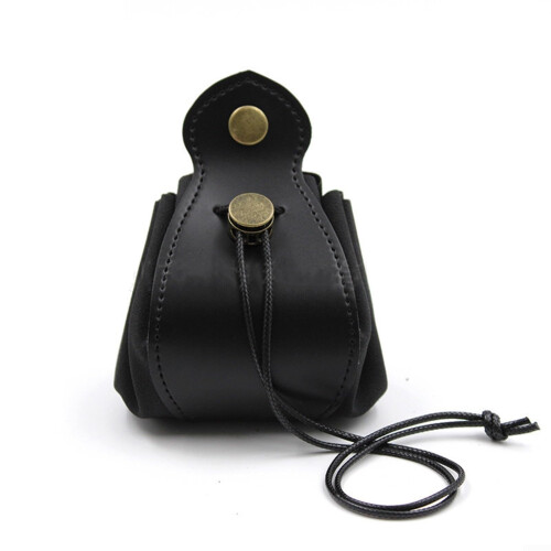PU Leather Dice Pouch MultiFunctional For D&D Dice And Accessories With Drawstring Closure Black