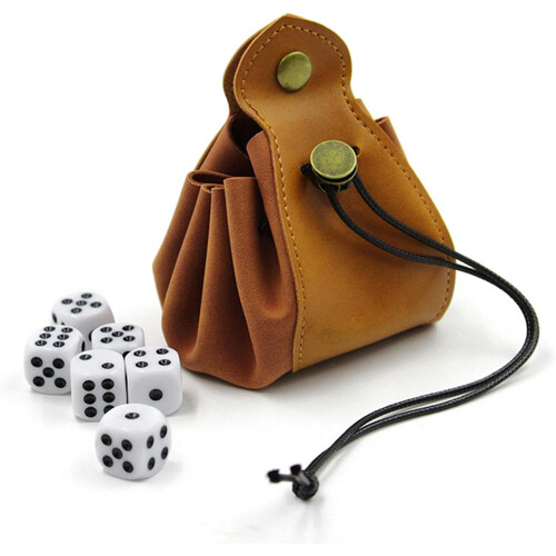 PU Leather Dice Pouch MultiFunctional For D&D Dice And Accessories With Drawstring Closure Black 2