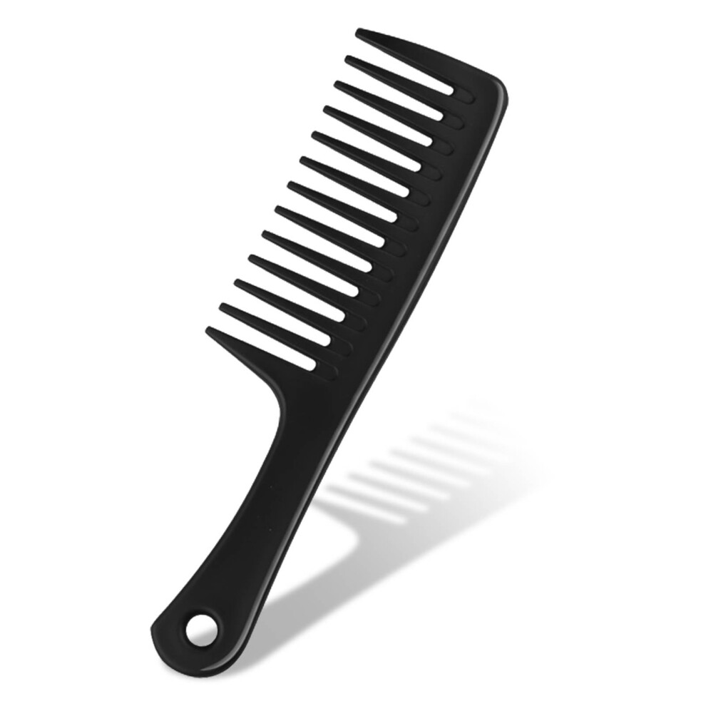 Unisex Black Wide Tooth Detangling Comb For Curly Hair, Antistatic, Painless, Wet And Dry Use,