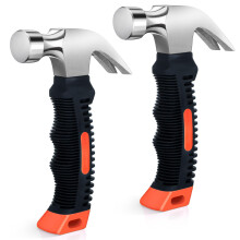 All Purpose Claw Hammer 2Pack Mini 8.8 oz Stubby Hammer With Soft Rubber Handle Orange For DIY Woodworking Household