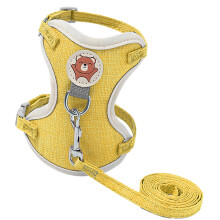 Pet Harness Vest Adjustable Lightweight Seamless Mesh For Cats And Dogs With Reflective Straps Yellow