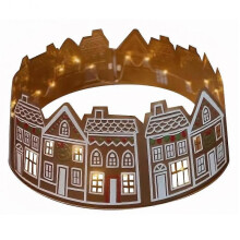 26Inch Gingerbread House Christmas Tree Skirt Collar LED Ring for Xmas Artificial Tree Decorations