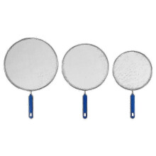 Grease Splatter Screens 3 Pack for Frying Pans, Stainless Steel Oil Splatter Guards with Plastic Handle hwy