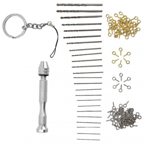 126Pcs Hand Twist Drill Home Made Key Ring Pendant Tool Set Kit for Assembly DIY