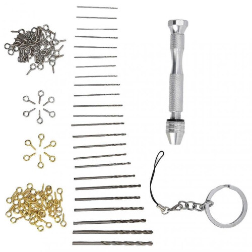 126Pcs Hand Twist Drill Home Made Key Ring Pendant Tool Set Kit for Assembly DIY 1