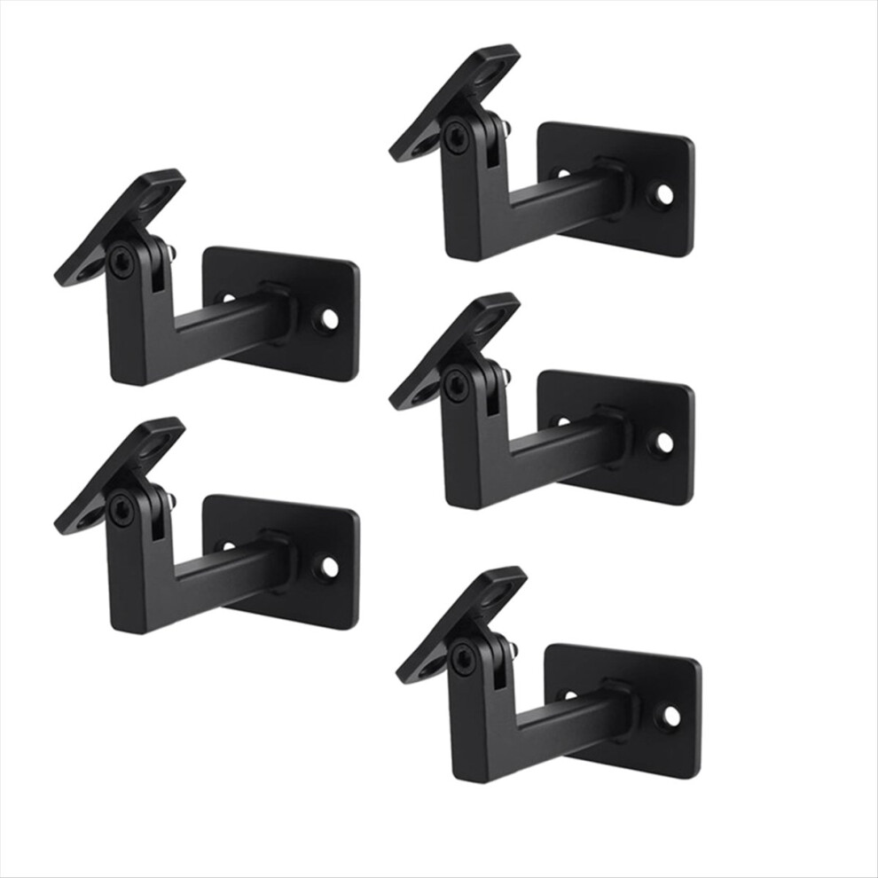 5 Pcs Adjustable Swivel Handrail Brackets Matt Black Contemporary Stair For Indoor Or Outdoor Staircase 4852940106221