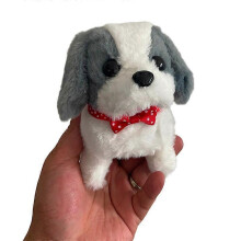 (grey) New Cute Interactive Robot Puppy Ornament Simulated Walking Barking Tail Wagging Electronic Dog for Boys Girls Home Decor