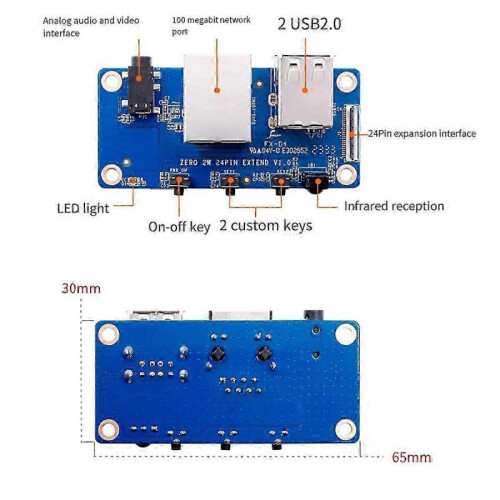 For Orange Pi Zero 2 W Expansion Board+Case 100M Network Port+USB 2.0 SZRH 2