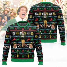 (S, EL40070) the Elf Ugly Sweater for Men 2025 New Winter Warm Cozy Holiday Party Funny Xmas Pullover Family Christmas Gift Sweater