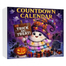 (B) Halloween Decor Advent Calendar Halloween Decoration Spooky Ghost Advent Calendar Set with Cute Cartoon Ornaments for Home-E