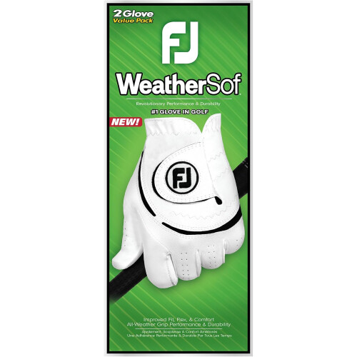 WeatherSof Men's 2Pack Golf Glove S White 2