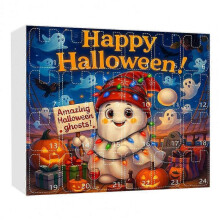 (F) Halloween Decor Advent Calendar Halloween Decoration Spooky Ghost Advent Calendar Set with Cute Cartoon Ornaments for Home-E