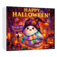 (E) Halloween Decor Advent Calendar Halloween Decoration Spooky Ghost Advent Calendar Set with Cute Cartoon Ornaments for Home-E