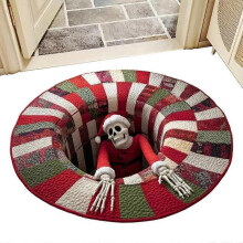 (B) 3D Rug Christmas Home Decor Skeleton Skull Non-Slip Visual Door Carpet For Kitchen Entryway Entrance Indoor Bathroom Bedroom-C