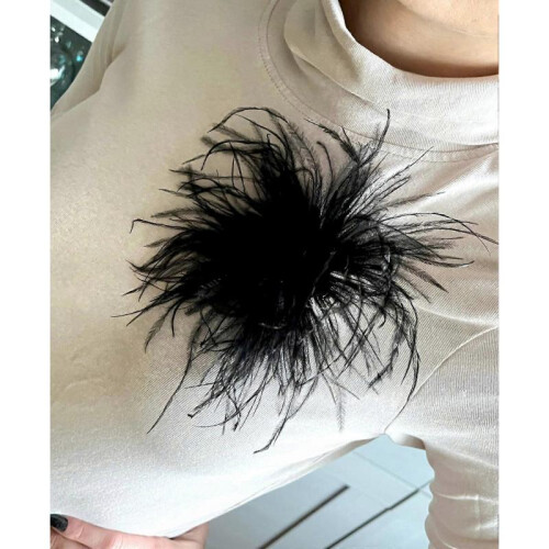 Black Marabou Feather Brooch 1
