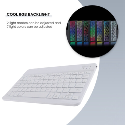 10inch Wireless Keyboard and Mouse RGB Backlit Rechargeable Bluetooth Combo Kit White 2