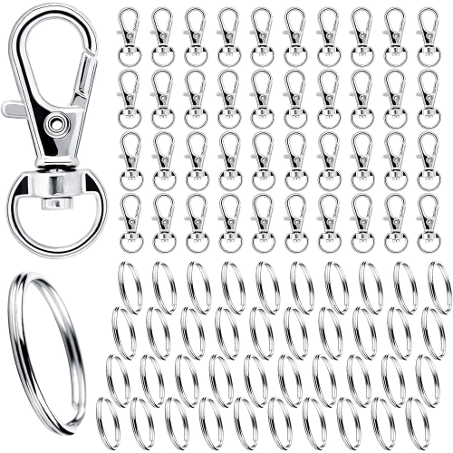 40er-Pack Schlüsselringe mit Karabiner Silver