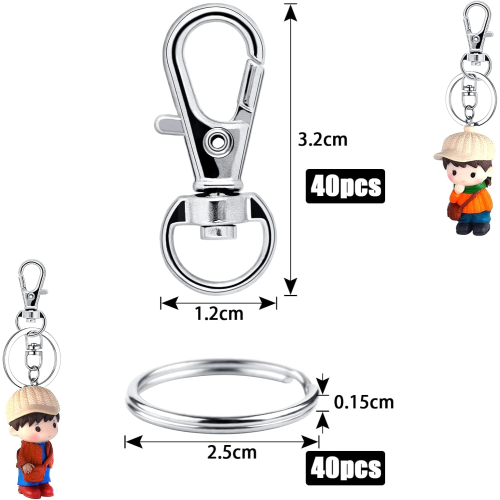 40er-Pack Schlüsselringe mit Karabiner Silver 1