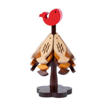 (Red) Bamboo Wooden Tree Stand Table Mat Coaster Wood Placemats Pot Trivets Decorative Anti Scald Heat Resistant