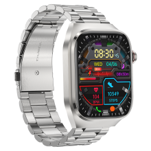 Smartwatch mit Edelstahlarmband EKG, Puls, Blutdruck, Schlaf, Schrittzähler Silver