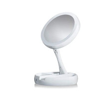 Miroir de maquillage LED, pliable et portable, miroir grossissant double face avec lumière LED rechargeable pour une application de maquillage