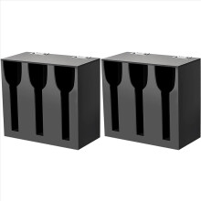 2x Acryl bestekdispenser met 3 compartimenten, zwarte bestekhouder, plastic bestek