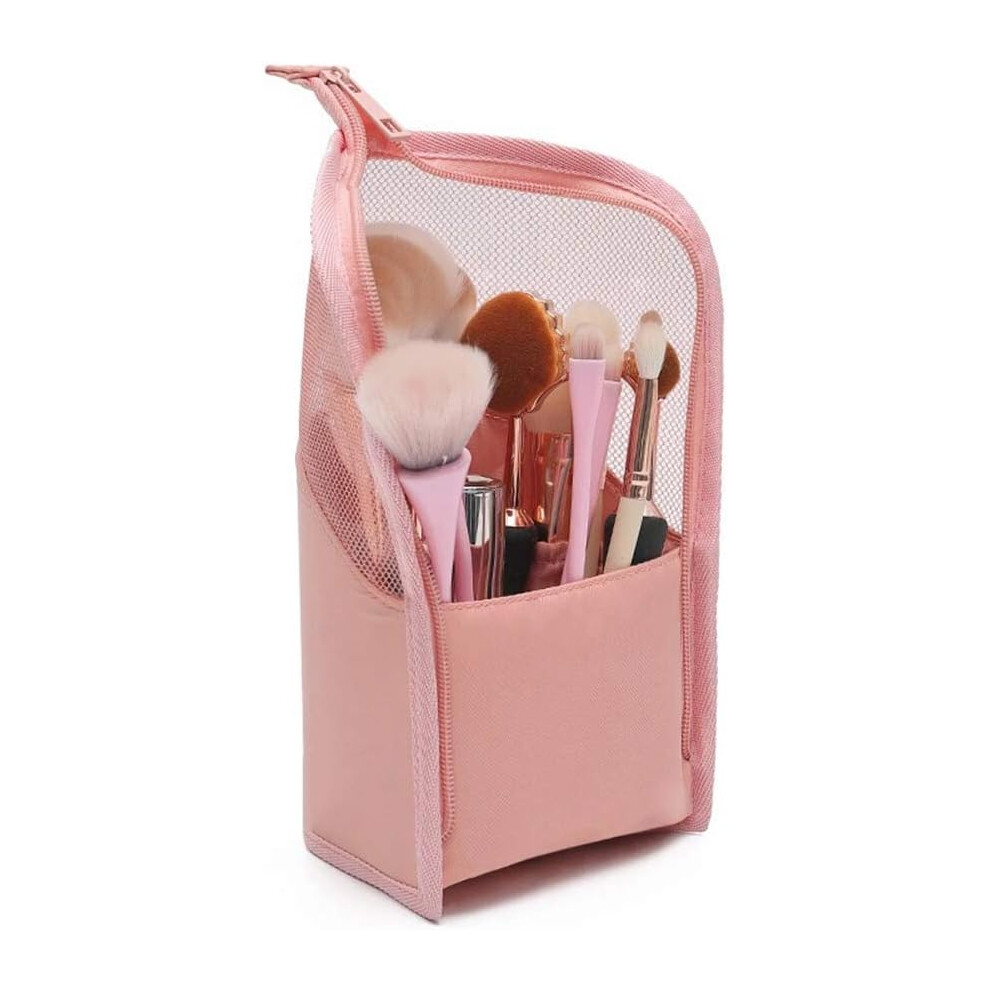 Silicone Makeup Brush Case, Professional Makeup Tool with Ergonomic Handles, Travel Makeup Bag for Synthetic Bristles and Aluminium Tube Brushes, Wate