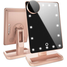 Miroir de coiffeuse hollywoodien, miroir grossissant x10 pour salle de bain glamour, avec connexion Bluetooth, luminosité réglable et batterie