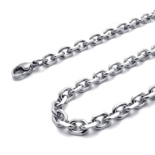 Colar unissex em aço inoxidável prateado - Largura 3mm, Comprimento 70cm