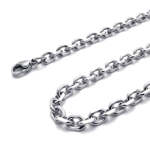 Collana da uomo e da donna, in acciaio inossidabile e argento, larghezza 3 mm, lunghezza 70 cm