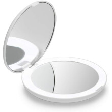 Reismake-upspiegel met ledverlichting, dubbelzijdige vergroting voor precisie, elegant ontwerp, ideaal als perfect cadeau (cyaan & roze)
